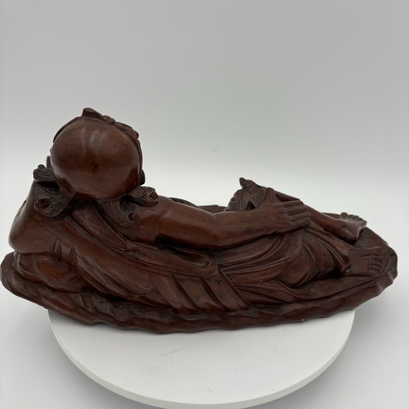 19th‎ Century Chinese Root Art Carving Of Oni Buddha 11" Hardwood - Picture 7 of 11